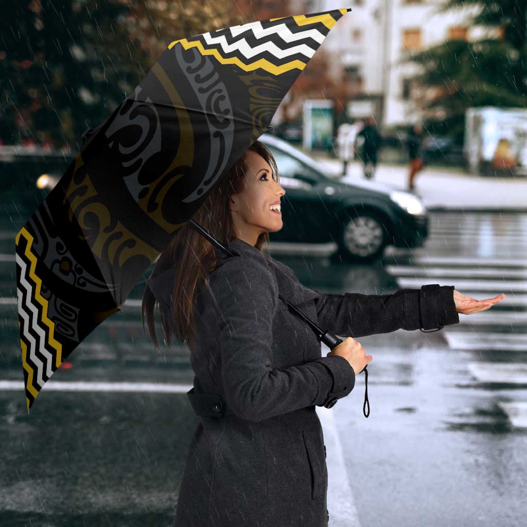 Gold Aotearoa Tukutuku Manawa Tapu Umbrella Ta Moko Toi Maori - Polynesian Pride