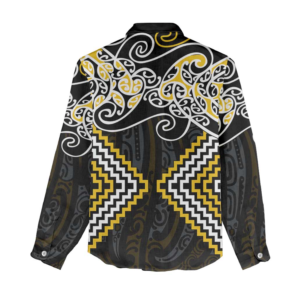 Gold Aotearoa Tukutuku Manawa Tapu Women Casual Shirt Ta Moko Toi Maori LT9 - Polynesian Pride