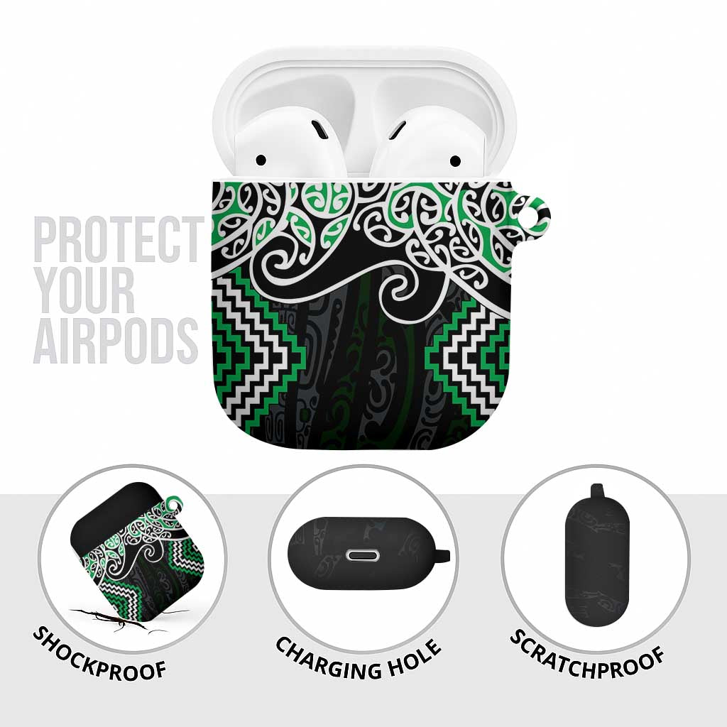 Green Aotearoa Tukutuku Manawa Tapu AirPods Case Ta Moko Toi Maori - Polynesian Pride
