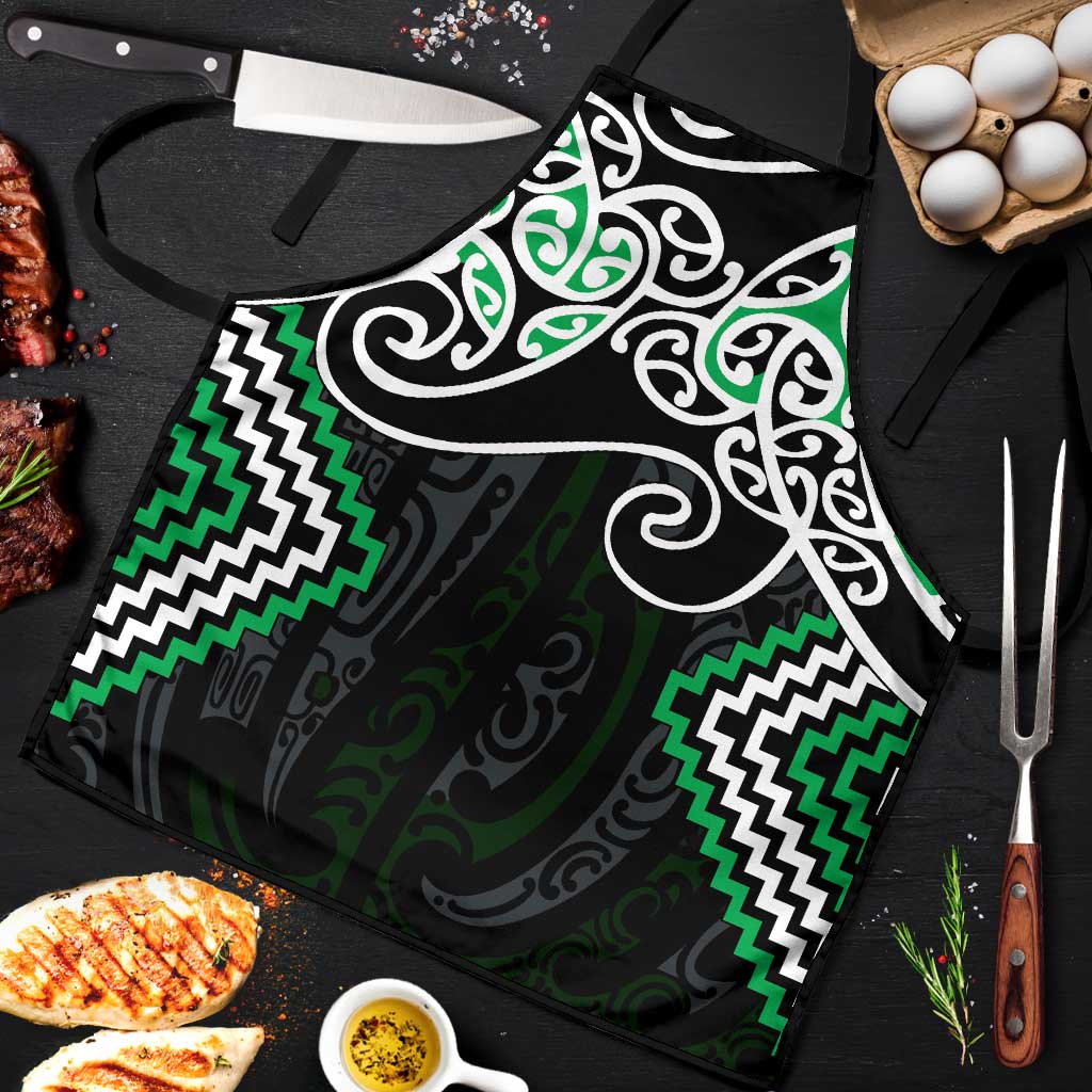 Green Aotearoa Tukutuku Manawa Tapu Apron Ta Moko Toi Maori - Polynesian Pride