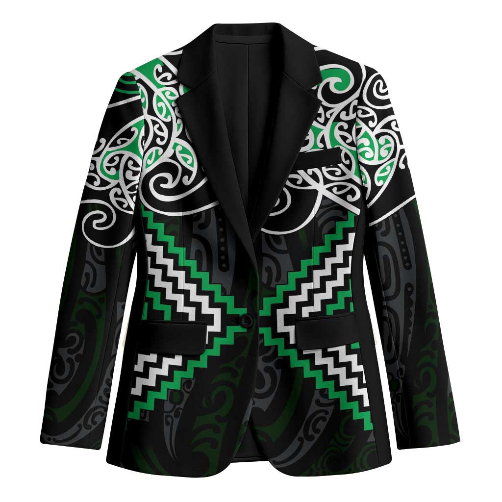 Green Aotearoa Tukutuku Manawa Tapu Blazer Ta Moko Toi Maori - Polynesian Pride