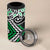 Green Aotearoa Tukutuku Manawa Tapu 4 in 1 Can Cooler Tumbler Ta Moko Toi Maori