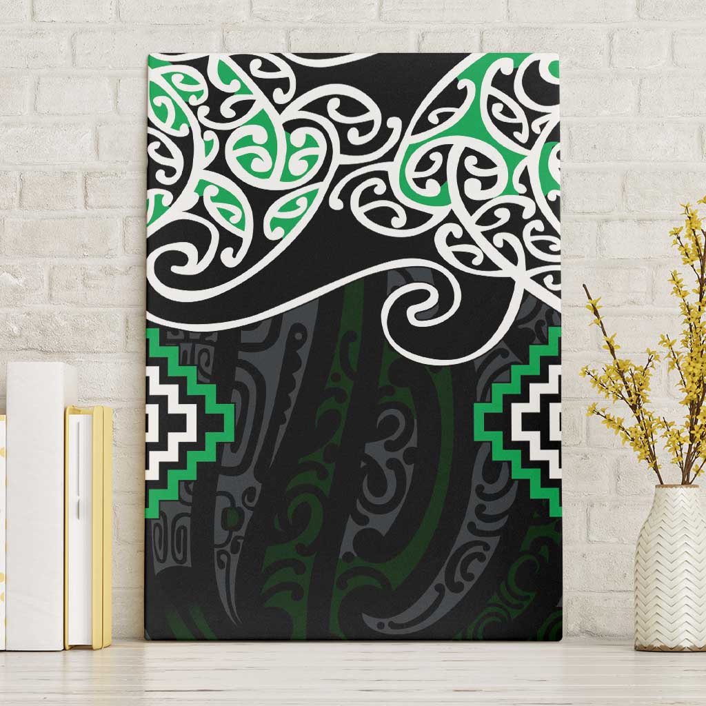 Green Aotearoa Tukutuku Manawa Tapu Canvas Wall Art Ta Moko Toi Maori