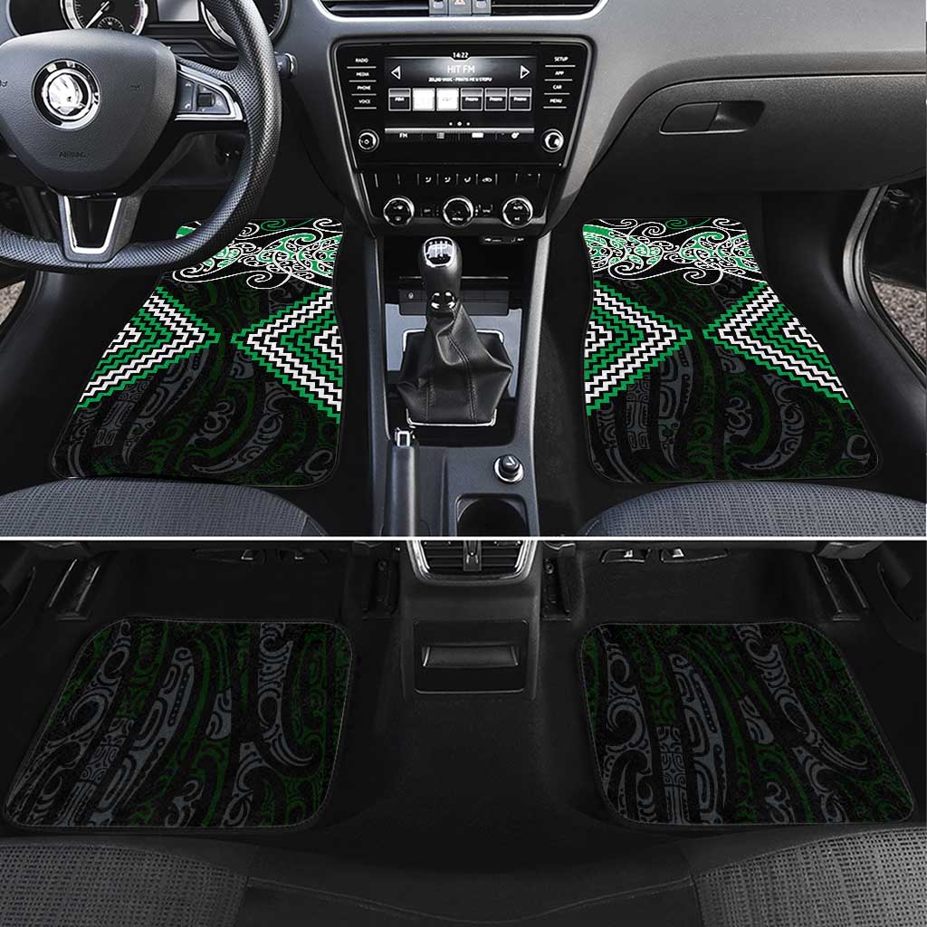 Green Aotearoa Tukutuku Manawa Tapu Car Mats Ta Moko Toi Maori