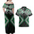 Green Aotearoa Tukutuku Manawa Tapu Couples Matching Off Shoulder Maxi Dress and Hawaiian Shirt Ta Moko Toi Maori