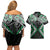 Green Aotearoa Tukutuku Manawa Tapu Couples Matching Off Shoulder Short Dress and Hawaiian Shirt Ta Moko Toi Maori