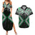 Green Aotearoa Tukutuku Manawa Tapu Couples Matching Summer Maxi Dress and Hawaiian Shirt Ta Moko Toi Maori