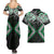 Green Aotearoa Tukutuku Manawa Tapu Couples Matching Summer Maxi Dress and Hawaiian Shirt Ta Moko Toi Maori