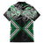 Green Aotearoa Tukutuku Manawa Tapu Family Matching Off The Shoulder Long Sleeve Dress and Hawaiian Shirt Ta Moko Toi Maori