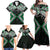 Green Aotearoa Tukutuku Manawa Tapu Family Matching Off Shoulder Maxi Dress and Hawaiian Shirt Ta Moko Toi Maori