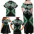 Green Aotearoa Tukutuku Manawa Tapu Family Matching Off Shoulder Maxi Dress and Hawaiian Shirt Ta Moko Toi Maori