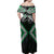 Green Aotearoa Tukutuku Manawa Tapu Family Matching Off Shoulder Maxi Dress and Hawaiian Shirt Ta Moko Toi Maori