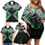 Green Aotearoa Tukutuku Manawa Tapu Family Matching Off Shoulder Short Dress and Hawaiian Shirt Ta Moko Toi Maori