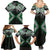 Green Aotearoa Tukutuku Manawa Tapu Family Matching Summer Maxi Dress and Hawaiian Shirt Ta Moko Toi Maori