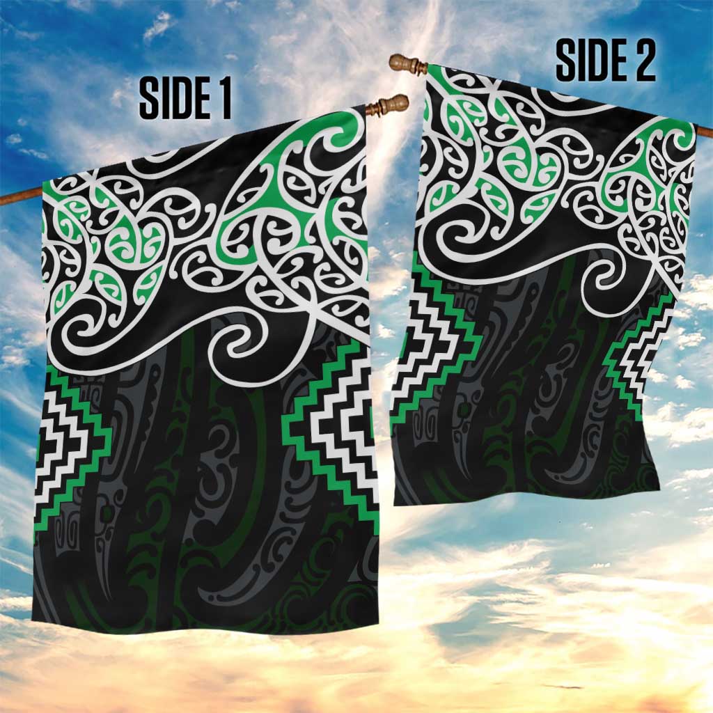 Green Aotearoa Tukutuku Manawa Tapu Garden Flag Ta Moko Toi Maori