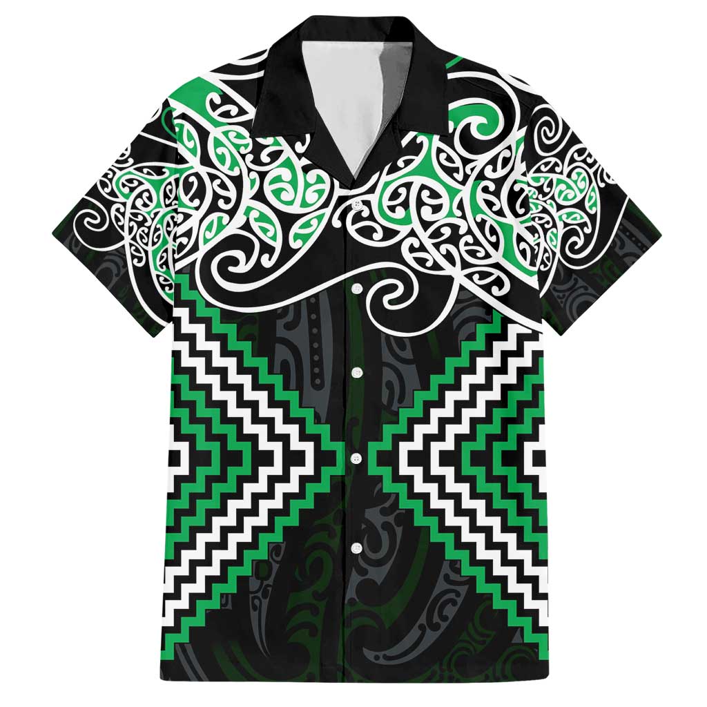 Green Aotearoa Tukutuku Manawa Tapu Hawaiian Shirt Ta Moko Toi Maori