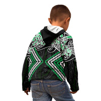 Green Aotearoa Tukutuku Manawa Tapu Kid Hoodie Ta Moko Toi Maori