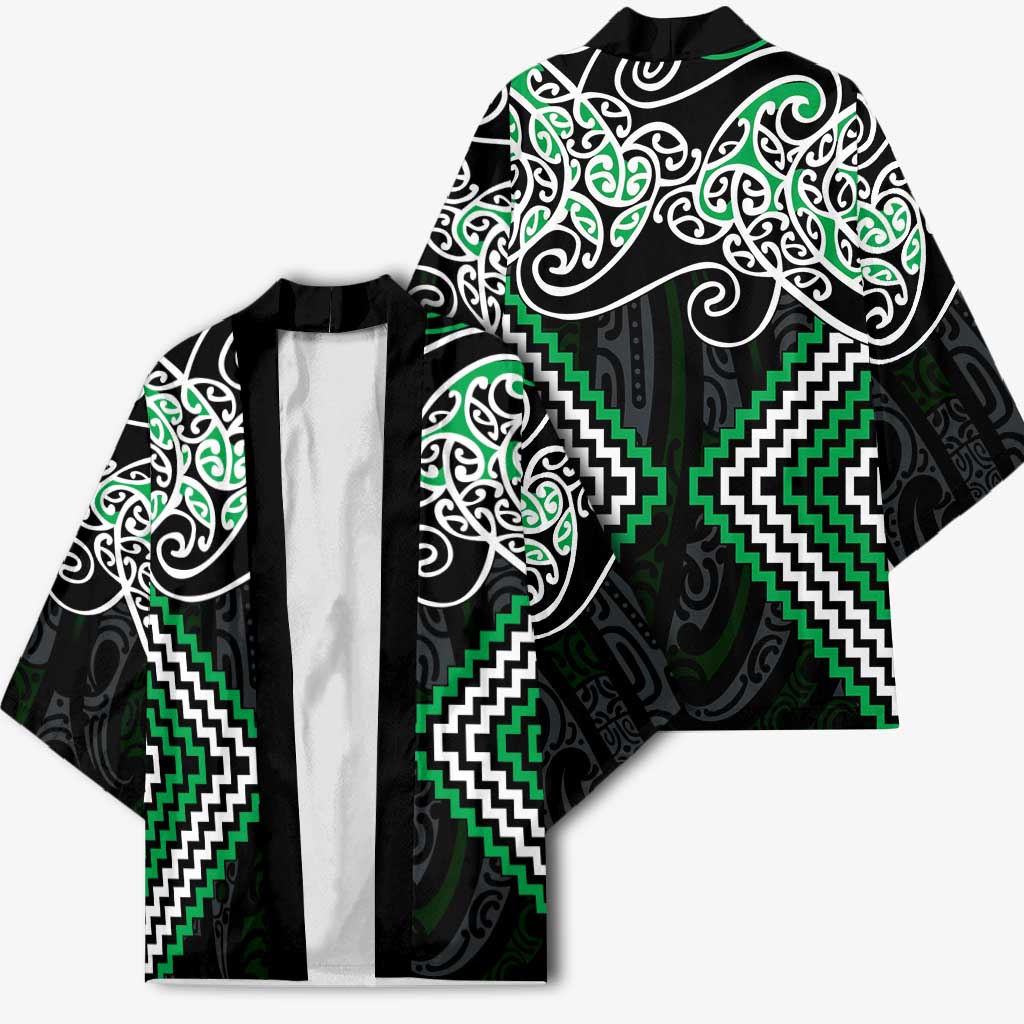 Green Aotearoa Tukutuku Manawa Tapu Kimono Ta Moko Toi Maori - Polynesian Pride