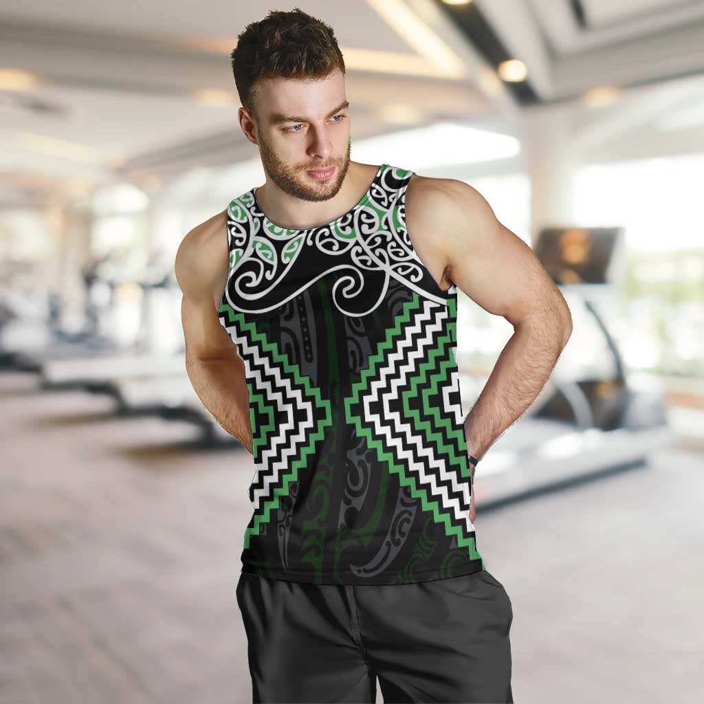 Green Aotearoa Tukutuku Manawa Tapu Men Tank Top Ta Moko Toi Maori