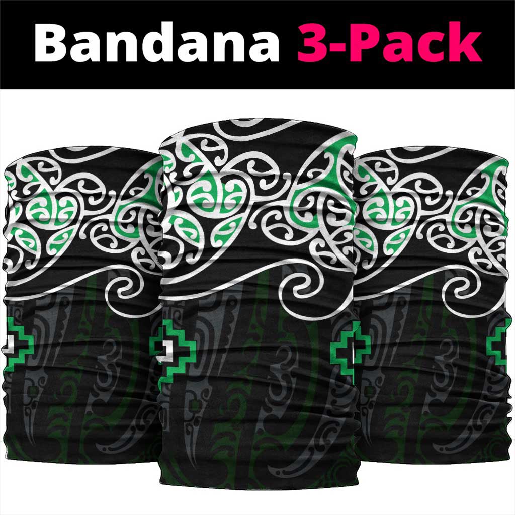 Green Aotearoa Tukutuku Manawa Tapu Neck Gaiter Ta Moko Toi Maori - Polynesian Pride