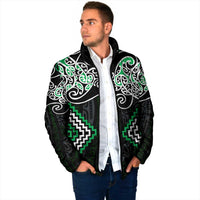 Green Aotearoa Tukutuku Manawa Tapu Padded Jacket Ta Moko Toi Maori - Polynesian Pride