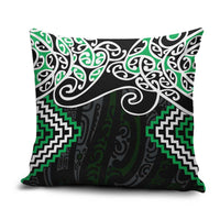 Green Aotearoa Tukutuku Manawa Tapu Pillow Cover Ta Moko Toi Maori - Polynesian Pride