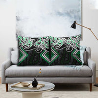 Green Aotearoa Tukutuku Manawa Tapu Pillow Cover Ta Moko Toi Maori - Polynesian Pride