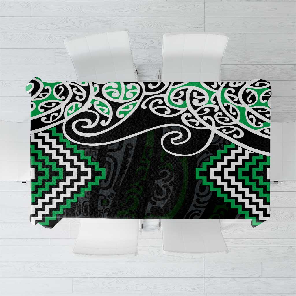 Green Aotearoa Tukutuku Manawa Tapu Tablecloth Ta Moko Toi Maori