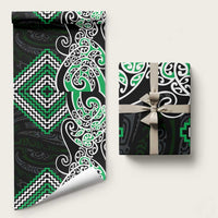 Green Aotearoa Tukutuku Manawa Tapu Wrapping Paper Ta Moko Toi Maori - Polynesian Pride