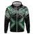 Green Aotearoa Tukutuku Manawa Tapu Zip Hoodie Ta Moko Toi Maori