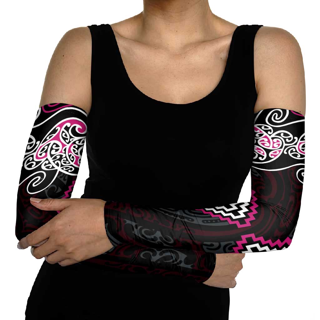 Pink Aotearoa Tukutuku Manawa Tapu Arm Sleeves Ta Moko Toi Maori - Polynesian Pride