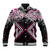 Pink Aotearoa Tukutuku Manawa Tapu Baseball Jacket Ta Moko Toi Maori