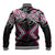 Pink Aotearoa Tukutuku Manawa Tapu Baseball Jacket Ta Moko Toi Maori