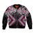 Pink Aotearoa Tukutuku Manawa Tapu Bomber Jacket Ta Moko Toi Maori