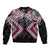 Pink Aotearoa Tukutuku Manawa Tapu Bomber Jacket Ta Moko Toi Maori