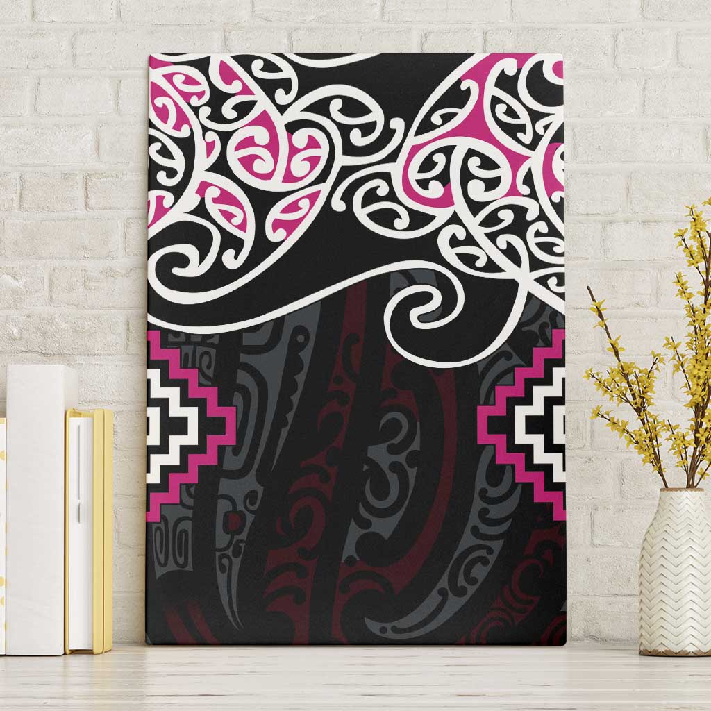 Pink Aotearoa Tukutuku Manawa Tapu Canvas Wall Art Ta Moko Toi Maori