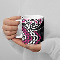 Pink Aotearoa Tukutuku Manawa Tapu Ceramic Mug Ta Moko Toi Maori - Polynesian Pride