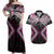 Pink Aotearoa Tukutuku Manawa Tapu Couples Matching Off Shoulder Maxi Dress and Hawaiian Shirt Ta Moko Toi Maori