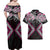 Pink Aotearoa Tukutuku Manawa Tapu Couples Matching Off Shoulder Maxi Dress and Hawaiian Shirt Ta Moko Toi Maori