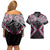 Pink Aotearoa Tukutuku Manawa Tapu Couples Matching Off Shoulder Short Dress and Hawaiian Shirt Ta Moko Toi Maori