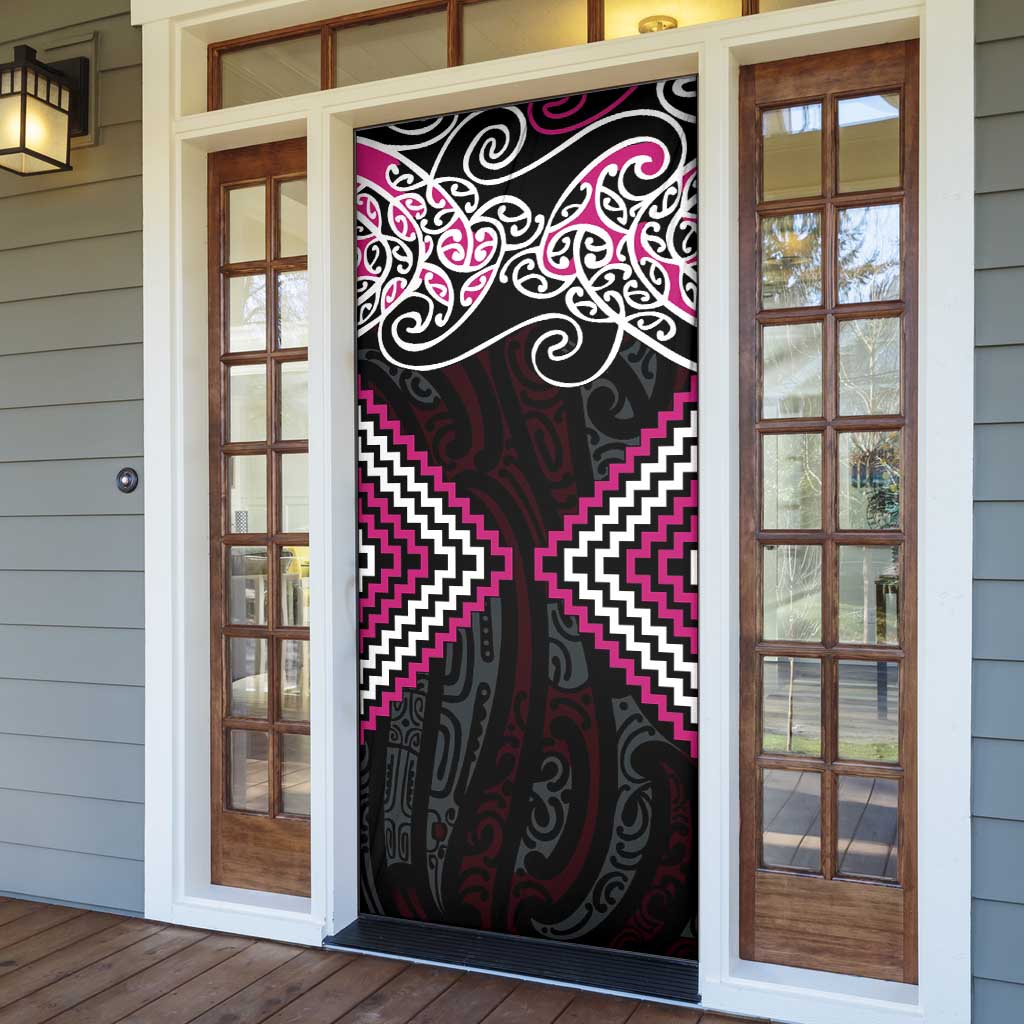 Pink Aotearoa Tukutuku Manawa Tapu Door Cover Ta Moko Toi Maori - Polynesian Pride