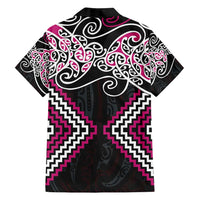 Pink Aotearoa Tukutuku Manawa Tapu Family Matching Off Shoulder Maxi Dress and Hawaiian Shirt Ta Moko Toi Maori