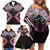 Pink Aotearoa Tukutuku Manawa Tapu Family Matching Off Shoulder Short Dress and Hawaiian Shirt Ta Moko Toi Maori