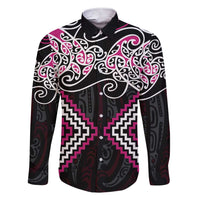 Pink Aotearoa Tukutuku Manawa Tapu Family Matching Short Sleeve Bodycon Dress and Hawaiian Shirt Ta Moko Toi Maori