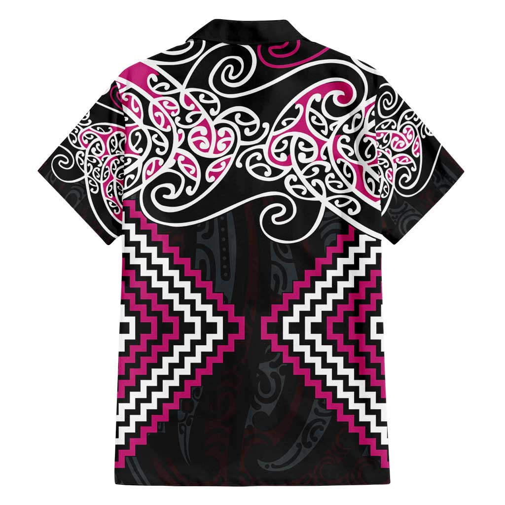 Pink Aotearoa Tukutuku Manawa Tapu Family Matching Summer Maxi Dress and Hawaiian Shirt Ta Moko Toi Maori
