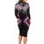 Pink Aotearoa Tukutuku Manawa Tapu Long Sleeve Bodycon Dress Ta Moko Toi Maori