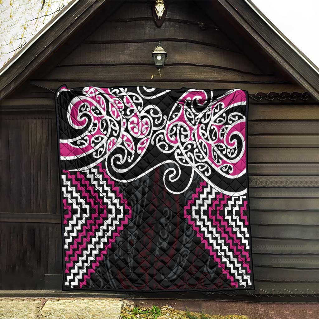 Pink Aotearoa Tukutuku Manawa Tapu Quilt Ta Moko Toi Maori