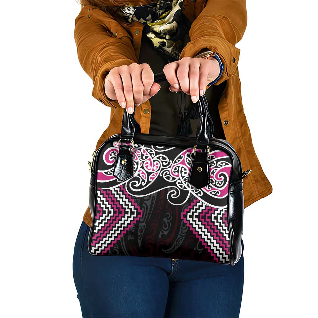 Pink Aotearoa Tukutuku Manawa Tapu Shoulder Handbag Ta Moko Toi Maori