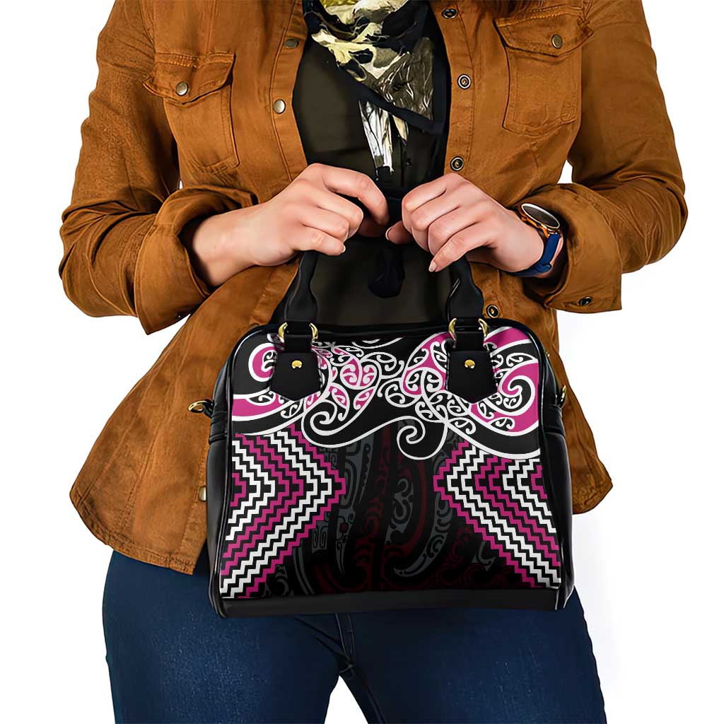 Pink Aotearoa Tukutuku Manawa Tapu Shoulder Handbag Ta Moko Toi Maori