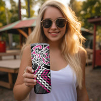 Pink Aotearoa Tukutuku Manawa Tapu Skinny Tumbler Ta Moko Toi Maori LT9 - Polynesian Pride